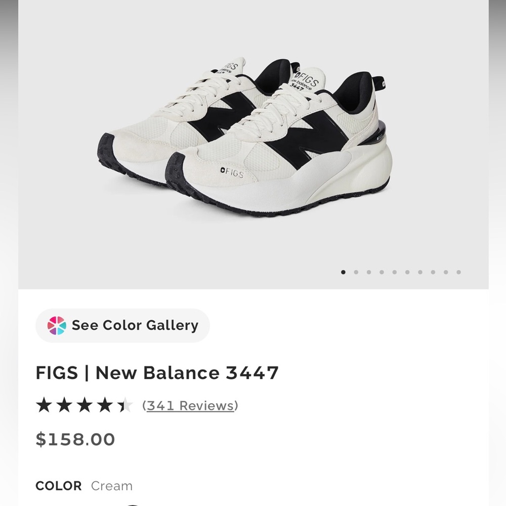 Figs New Balance Cream and Black Sneakers